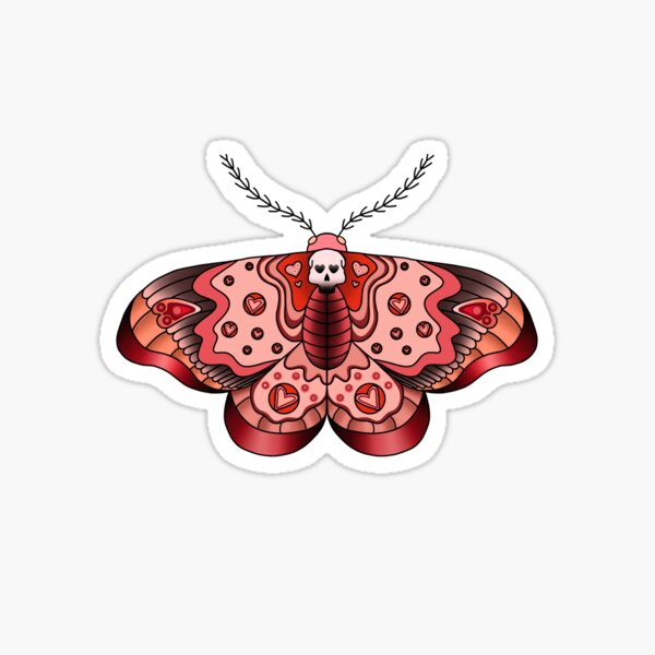 Item preview, American Traditional Pink and Red Moth designed and sold by aspenmarie7.