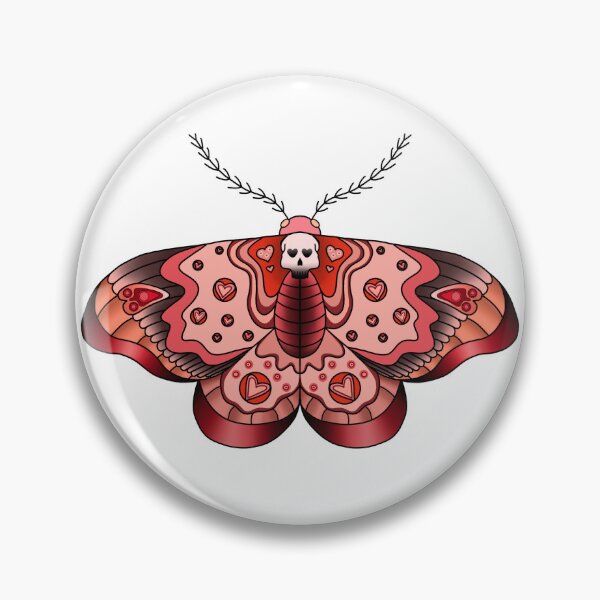 Item preview, American Traditional Pink and Red Moth designed and sold by aspenmarie7.