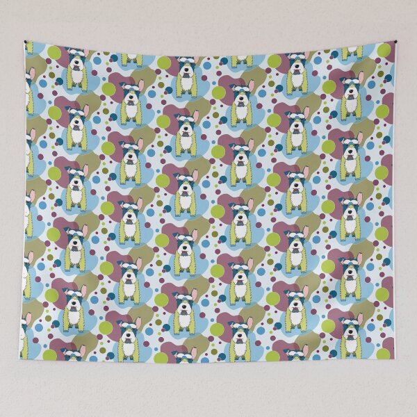 Item preview, Schnauzer Dog One Ear Up No. 2 - Dark Green - Blue - Purple - Pink designed and sold by SterreStudio.