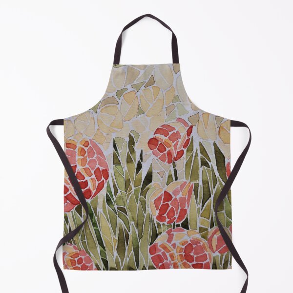 Item preview, Red Tulips Garden Print Mosaic designed and sold by Cobalt Blue Watercolors.