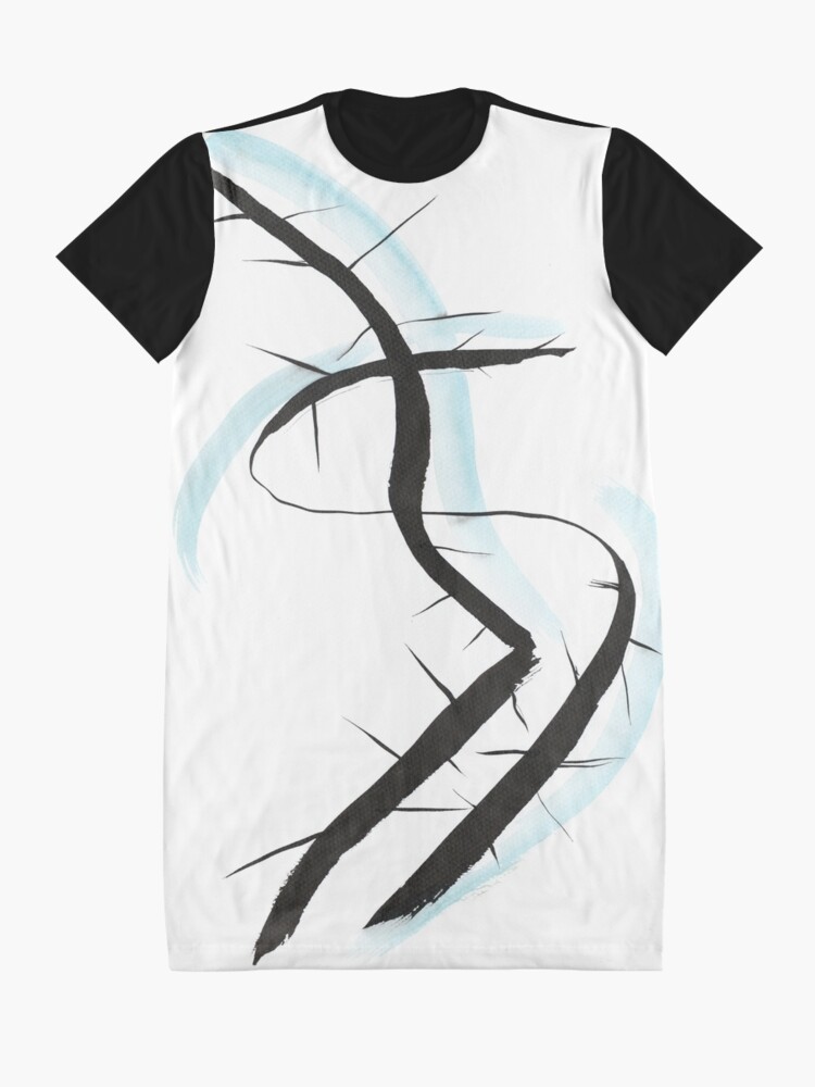 Alternate view of meditative ink drawing "introspire II" Graphic T-Shirt Dress