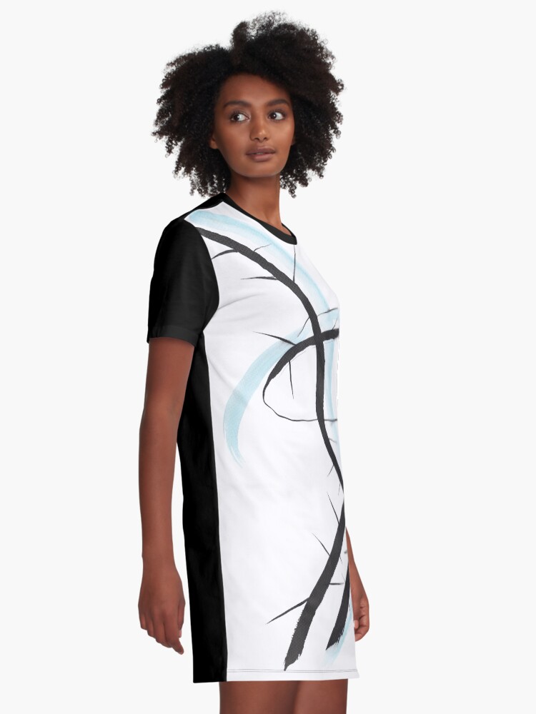 Alternate view of meditative ink drawing "introspire II" Graphic T-Shirt Dress