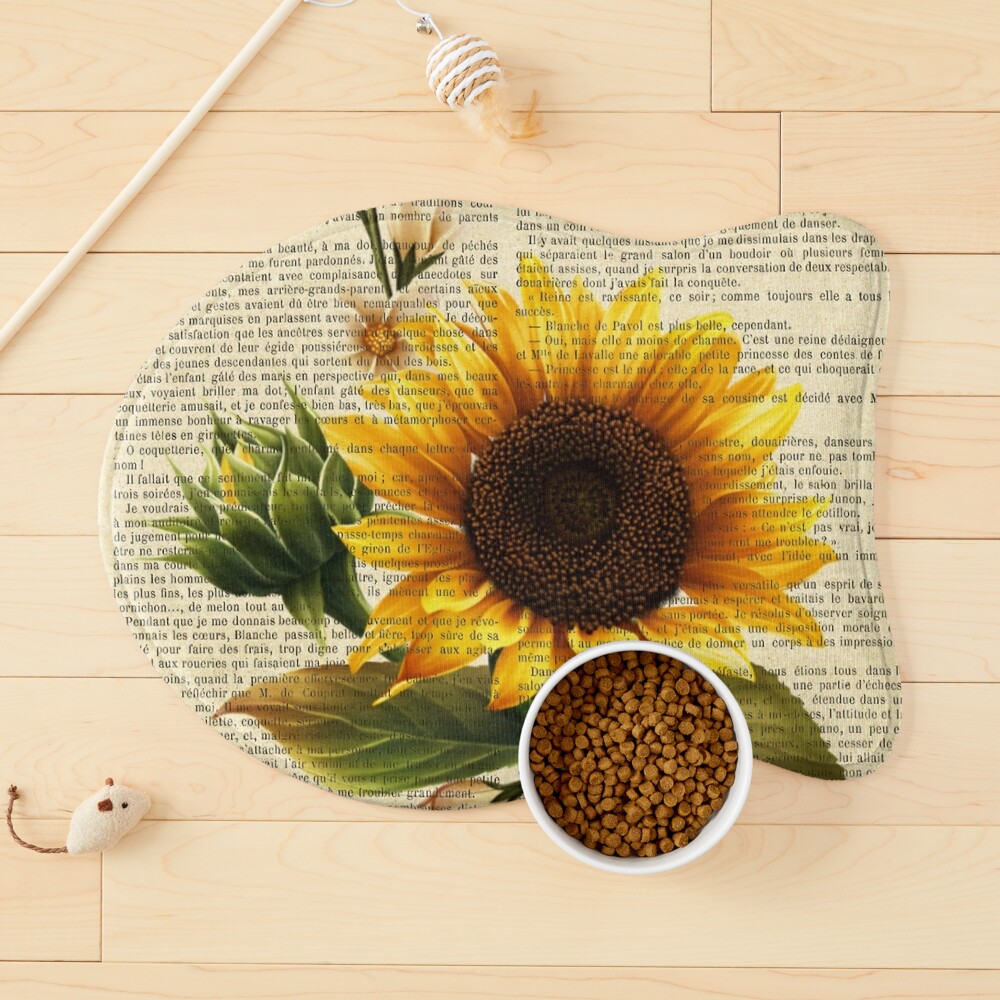 Botanical print, on old book page - Sunflower