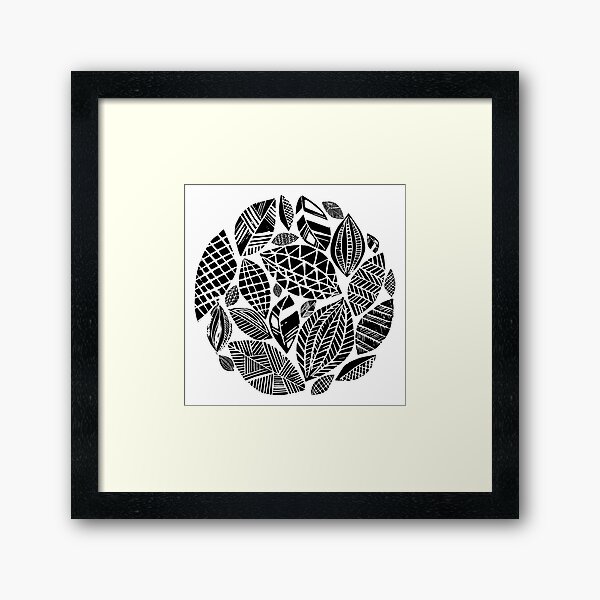 Geometrical nature print / little geometric leaves Framed Art Print