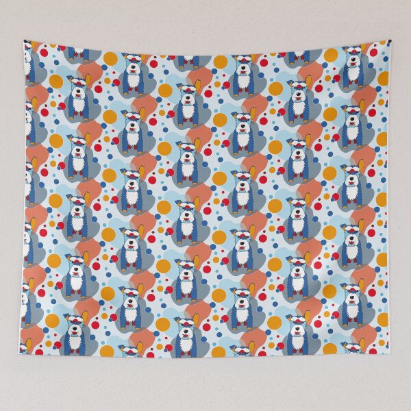 Item preview, Schnauzer Dog One Ear Up No. 11 - Blue - Red - Orange designed and sold by SterreStudio.