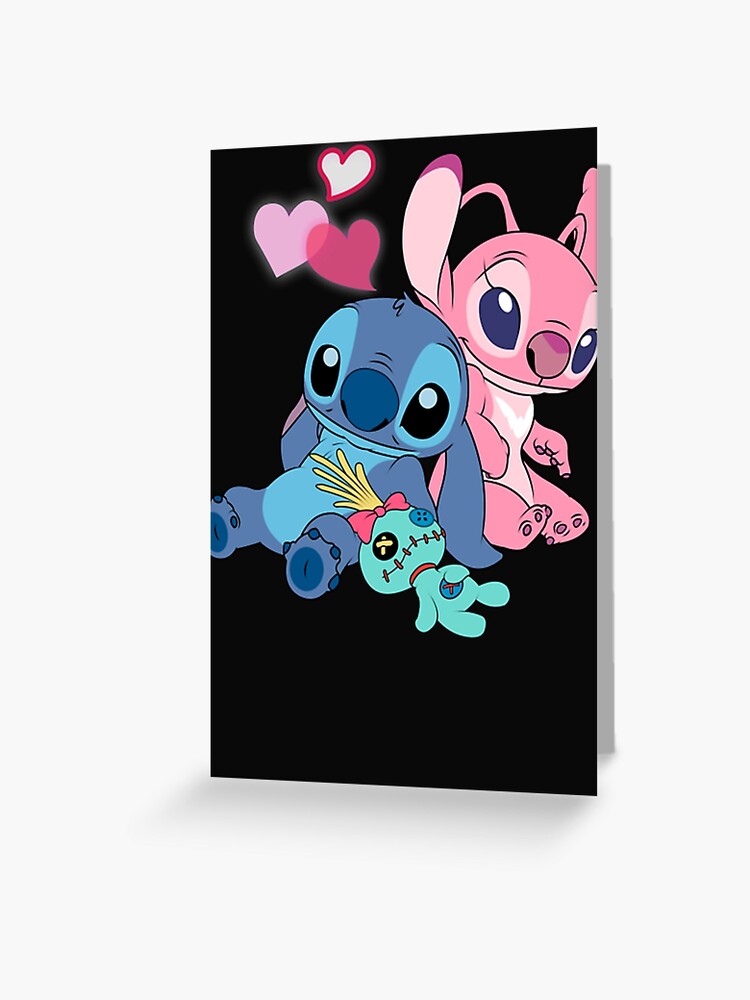 Carte de vœux for Sale avec l'œuvre « Stitch et Lilo Stitch Angel Love » de  l'artiste olmera