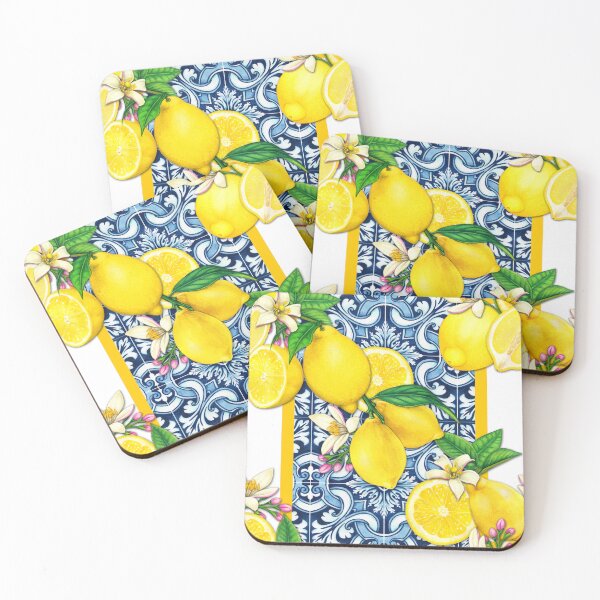 Item preview, Bright Mediterranean Sicilian Tiles with Citrus Lemons  designed and sold by SydneyPapierCo.