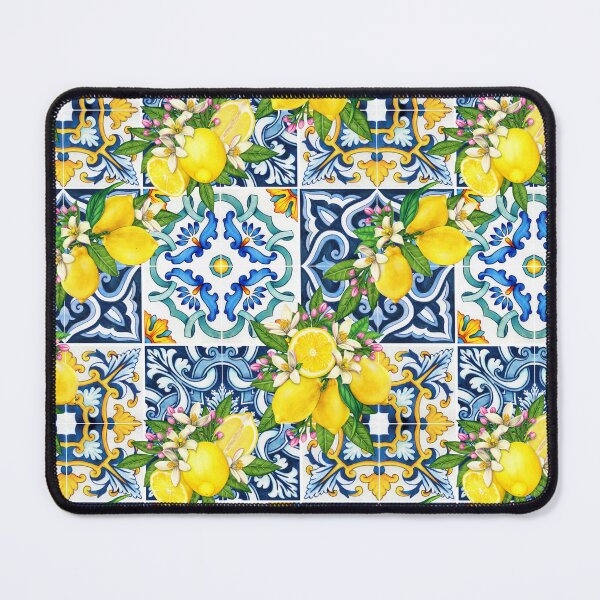 Item preview, Bright Mediterranean Sicilian Tiles with Citrus Lemons designed and sold by SydneyPapierCo.