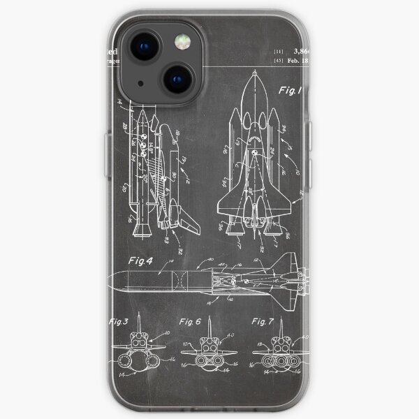 Nasa Space Shuttle Patent - Nasa Shuttle Art - Black Chalkboard iPhone Soft Case