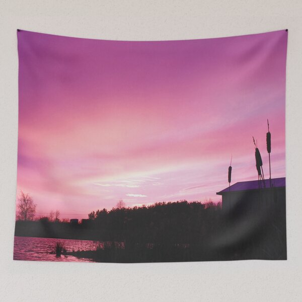 Item preview, Farm by the Lake - Purple Sunset - Watercolor Painting 2 designed and sold by Unaiza Khalid.