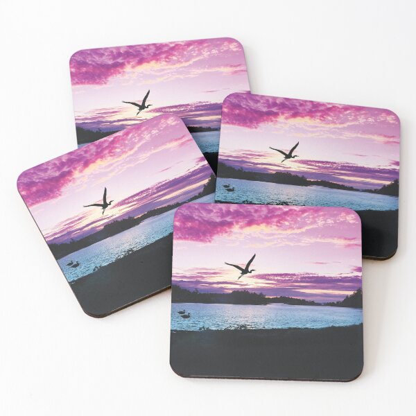 Item preview, Crane Flying on Lake Sunset - Watercolor Painting 2 designed and sold by Unaiza Khalid.