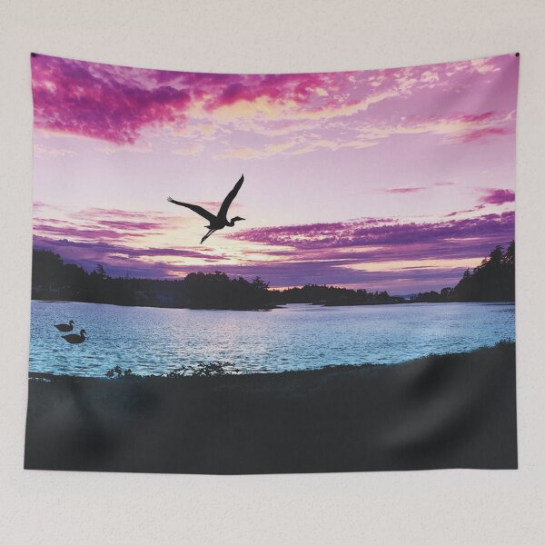 Item preview, Crane Flying on Lake Sunset - Watercolor Painting 2 designed and sold by Unaiza Khalid.