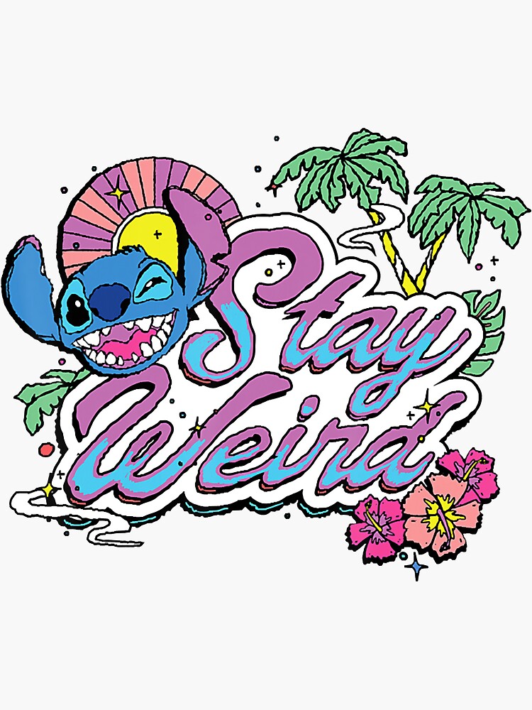 "Stitch Stay Weird Colorful" Sticker for Sale by DarenSauer | Redbubble