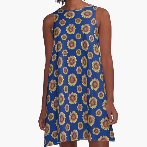 Swirly Sunflower A-Line Dress