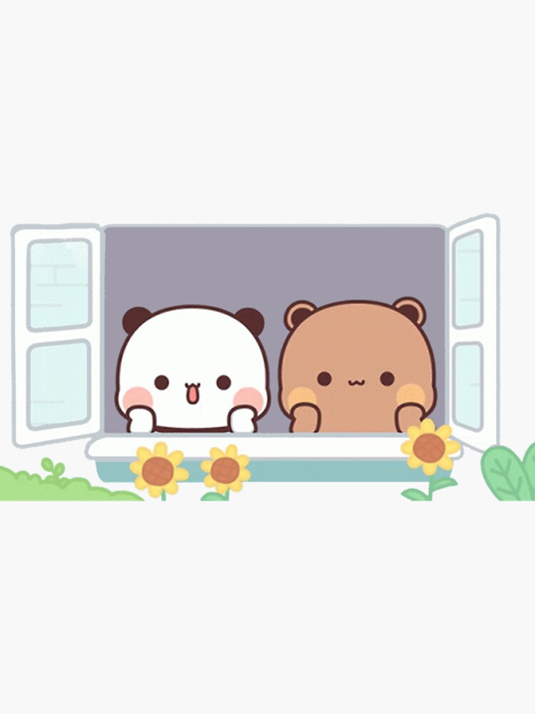 Dudu Bubu Bear And Panda Sticker - Dudu Bubu Bear And Panda