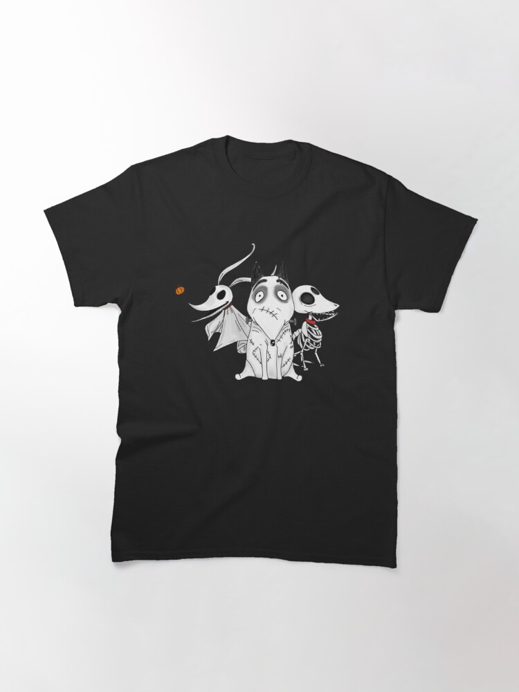 Discover Zero, Scraps and Sparky dog Tim Burton Movies T-Shirt
