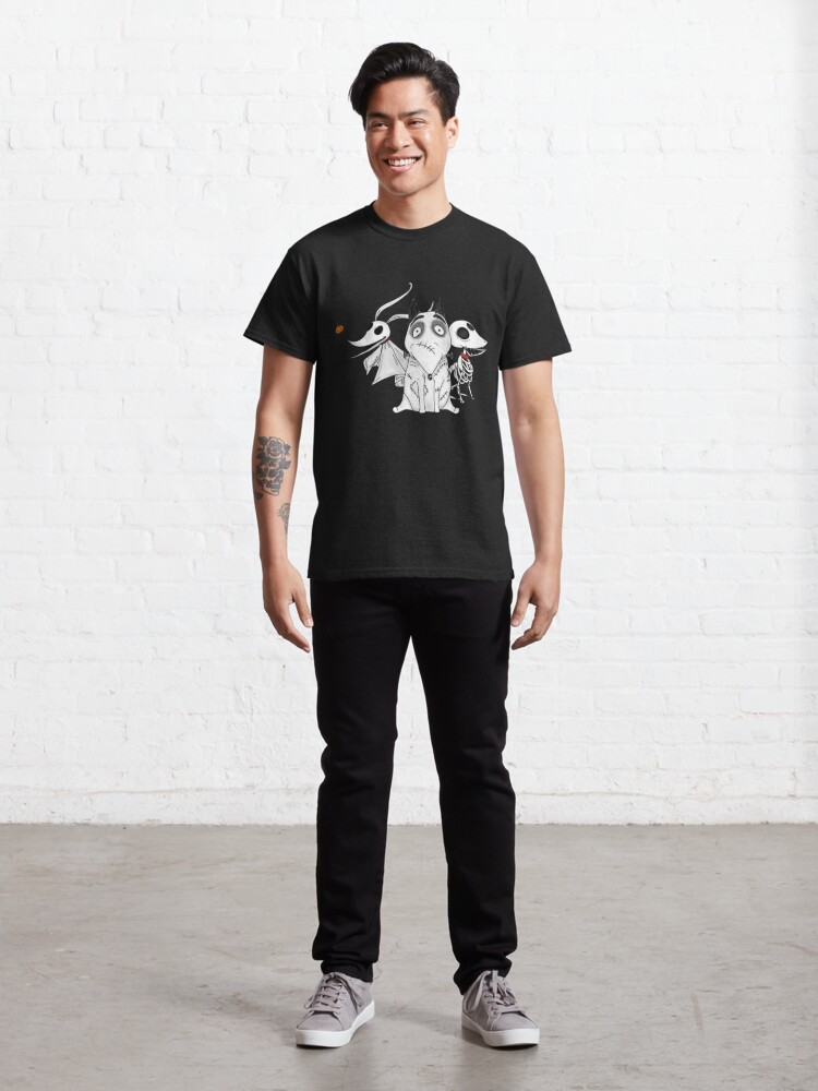 Disover Zero, Scraps and Sparky dog Tim Burton Movies T-Shirt