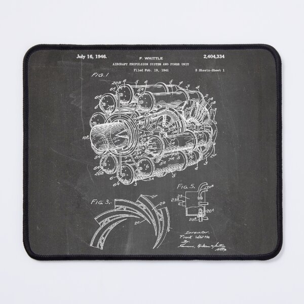 Item preview, Airplane Jet Engine Patent - Airline Engine Art - Black Chalkboard designed and sold by patentpress.