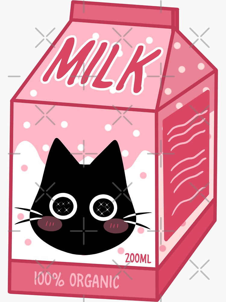 "Cute Cat Milk Carton" Sticker for Sale by Redbubble