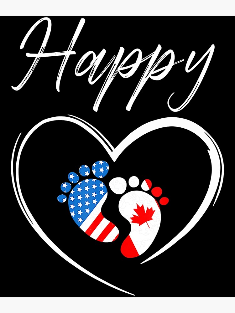 "Pregnancy Announcement Happy American Canadan Canada Day" Poster for