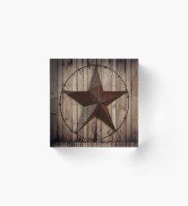 primitive western country barn wood grunge texas star Acrylic Block