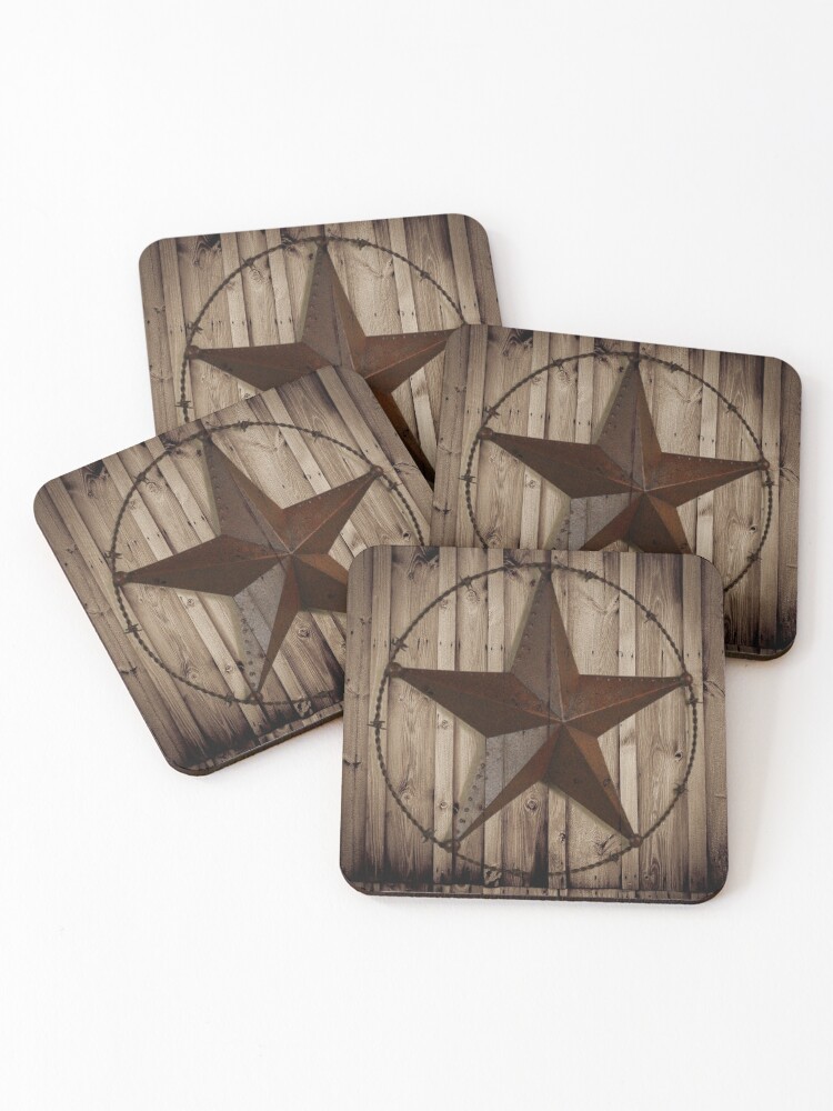 Star Cowhide Coasters Set of 4