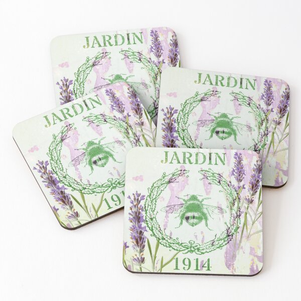 Item preview, french country purple lavender vintage bee designed and sold by LEILA ART SPACE.