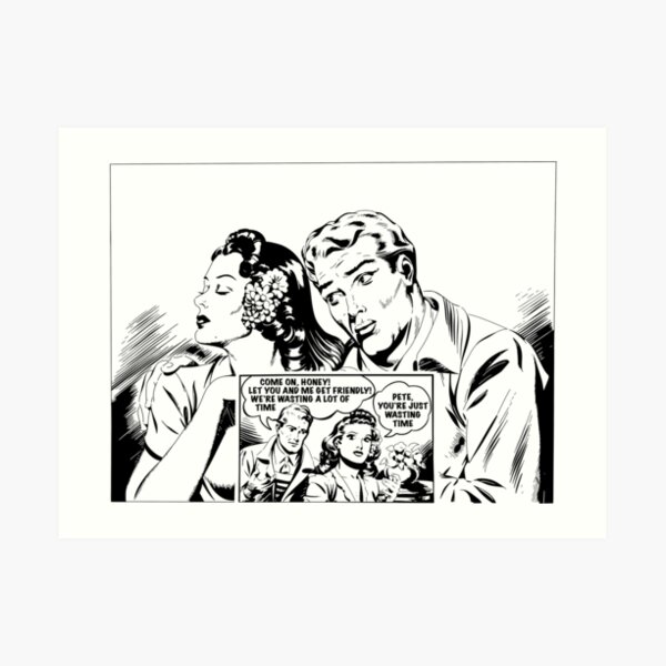 "Vintage Relationship Advertisement Coloring Page" Art Print for Sale