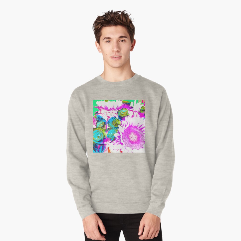 Flower Lovers Gift - Neon Bouquet Design Pullover Sweatshirt