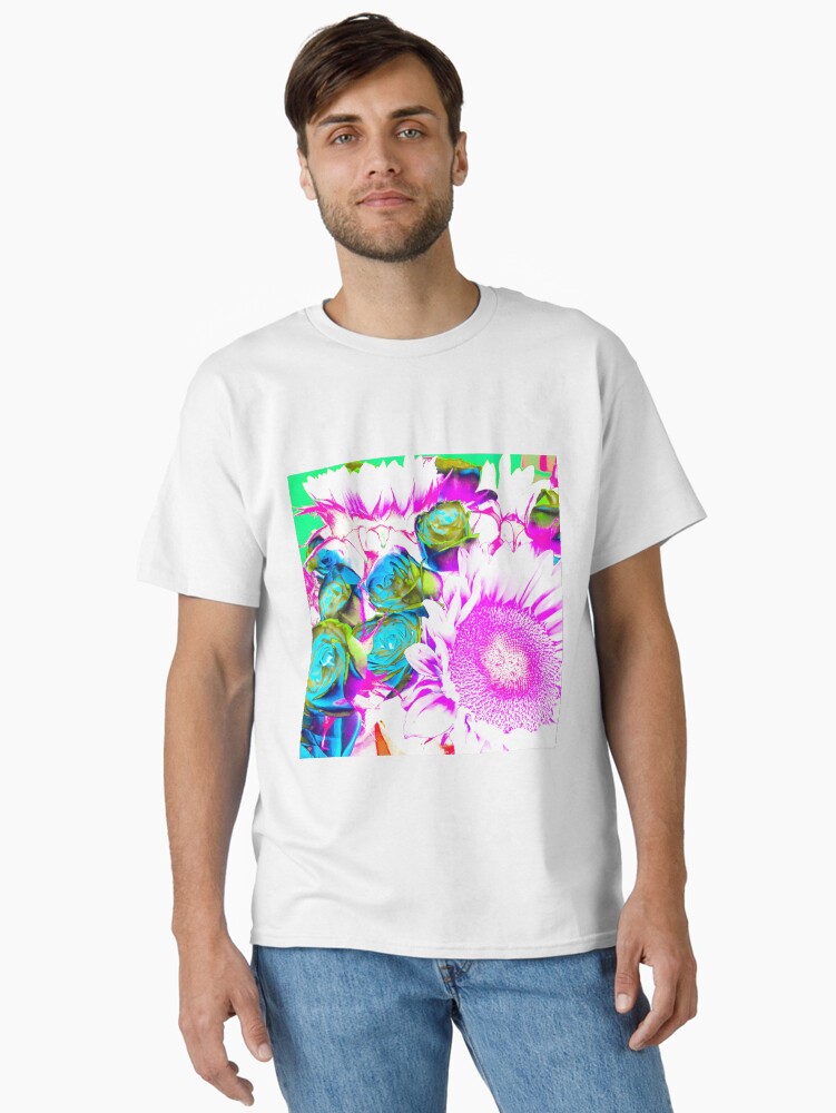 Thumbnail 2 of 7, Classic T-Shirt, Flower Lovers Gift - Neon Bouquet Design designed and sold by OneDayArt.