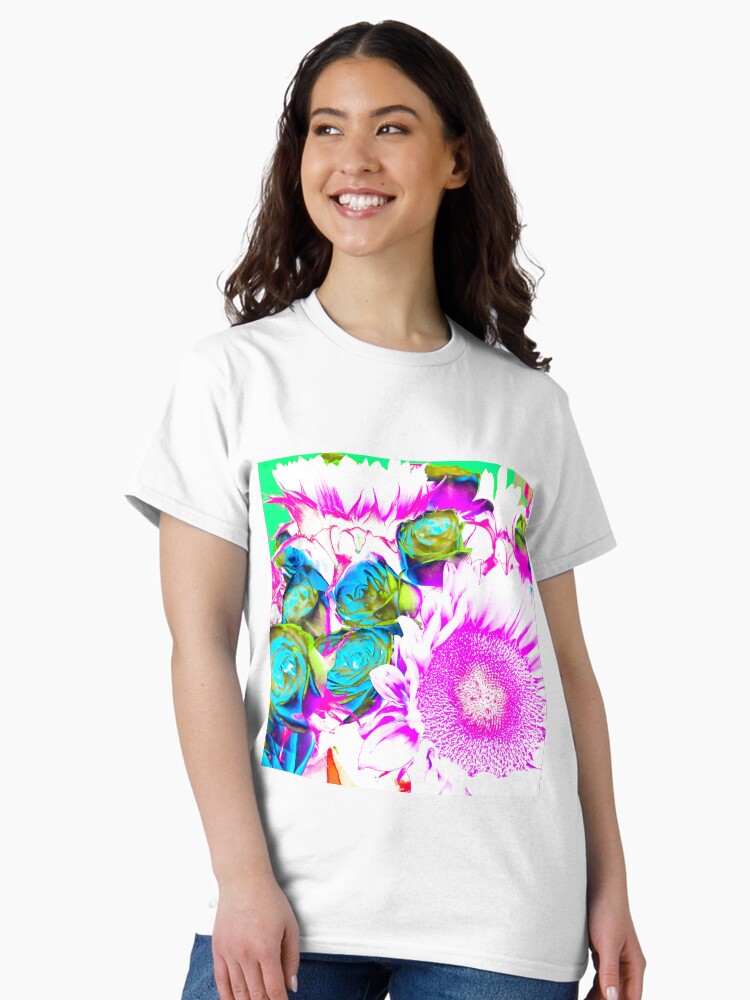 Thumbnail 1 of 7, Classic T-Shirt, Flower Lovers Gift - Neon Bouquet Design designed and sold by OneDayArt.