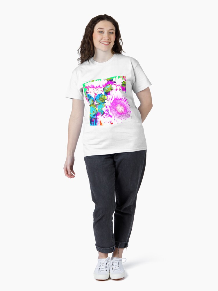 Thumbnail 4 of 7, Classic T-Shirt, Flower Lovers Gift - Neon Bouquet Design designed and sold by OneDayArt.