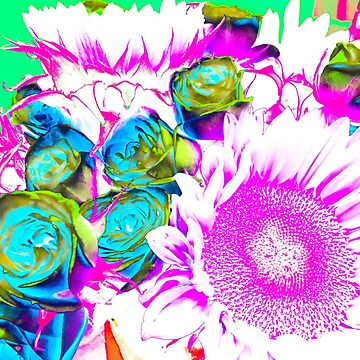 Artwork thumbnail, Flower Lovers Gift - Neon Bouquet Design by OneDayArt