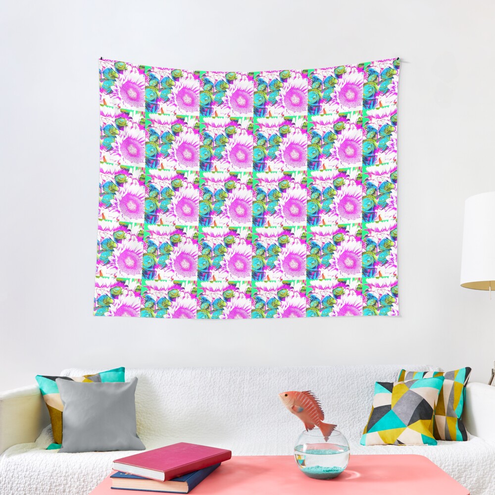 Flower Lovers Gift - Neon Bouquet Design Tapestry