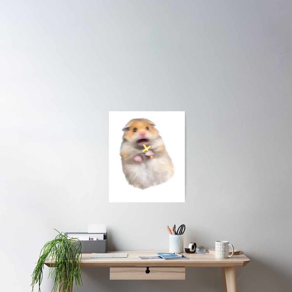 scared-hamster-with-cross-meme-funny-screaming-hampster-memes-poster