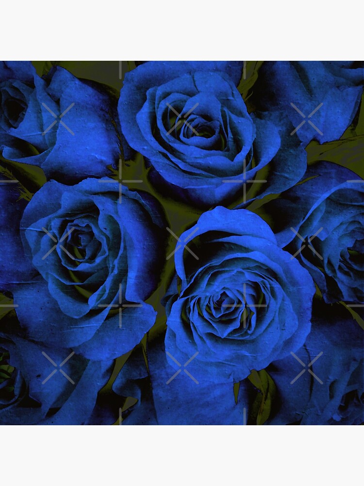 Mothers Day Gift - In Blue - Gothic Blue and Black Roses Gift by OneDayArt