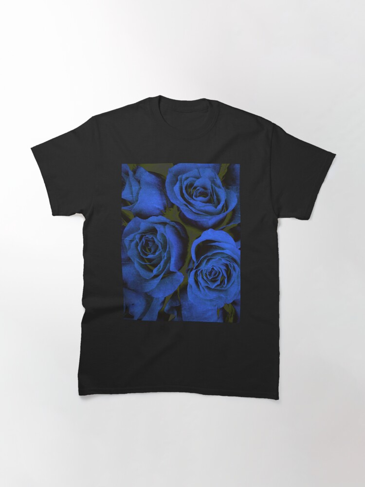 Thumbnail 3 of 7, Classic T-Shirt, Mothers Day Gift - In Blue - Gothic Blue and Black Roses Gift designed and sold by OneDayArt.