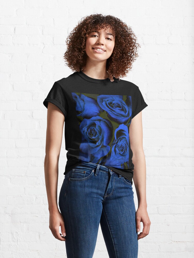 Alternate view of Mothers Day Gift - In Blue - Gothic Blue and Black Roses Gift Classic T-Shirt