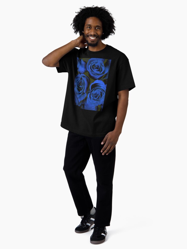 Thumbnail 4 of 7, Oversized T-Shirt, Mothers Day Gift - In Blue - Gothic Blue and Black Roses Gift designed and sold by OneDayArt.