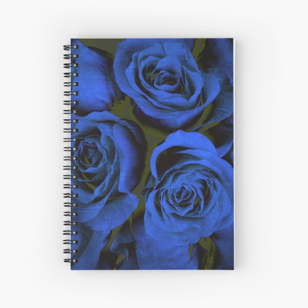 Mothers Day Gift - In Blue - Gothic Blue and Black Roses Gift Spiral Notebook