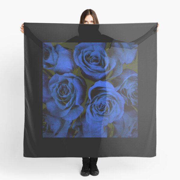 Mothers Day Gift - In Blue - Gothic Blue and Black Roses Gift Scarf