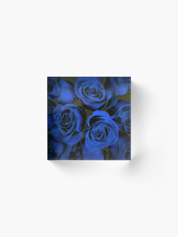 Bloque acrílico «Regalo del día de la madre - En azul - Regalo gótico de rosas  azules y negras» de OneDayArt | Redbubble