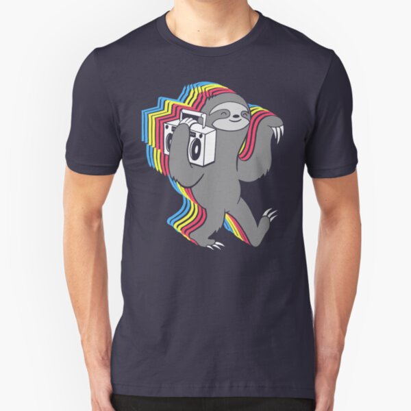 Slow Jams (Boombox Sloth) Slim Fit T-Shirt