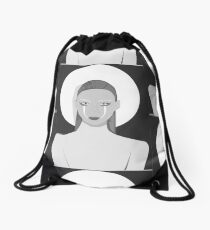 Black and white Fashion Drawstring Bag