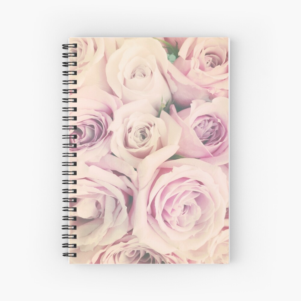 Gift for Gardener - Pink Rose Blush Pastel Gift - Floral Present Spiral Notebook