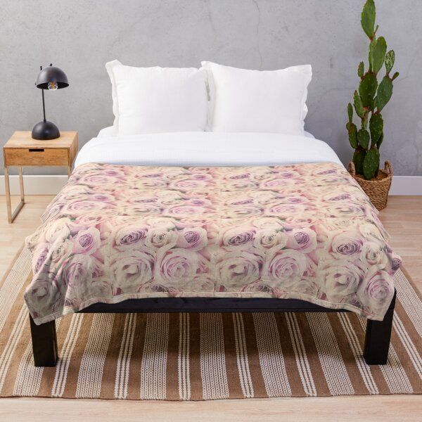 Gift for Gardener - Pink Rose Blush Pastel Gift - Floral Present Throw Blanket