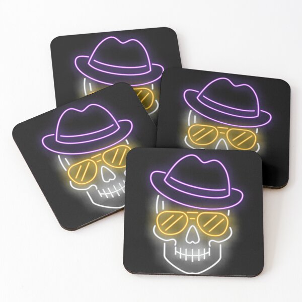 Item preview, Skull wearing hat and sunglasses neon sign designed and sold by Magoya Store ⭐⭐⭐⭐⭐.
