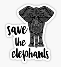 Save The Elephants Zen Doodle Sticker