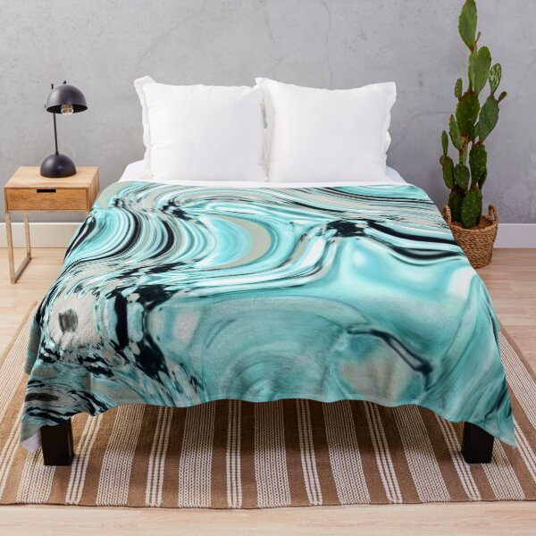 Item preview, abstract pastel turquoise aqua blue marble swirls designed and sold by LEILA ART SPACE.