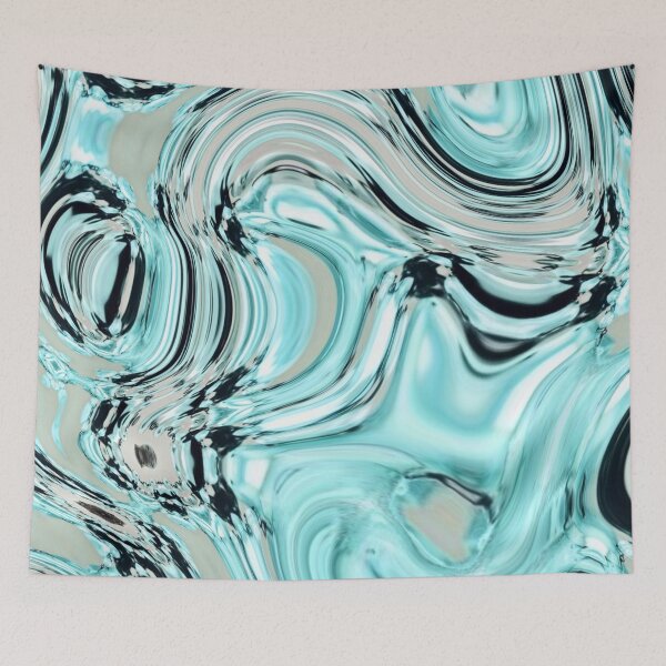 Item preview, abstract  pastel turquoise aqua blue marble swirls designed and sold by LEILA ART SPACE.